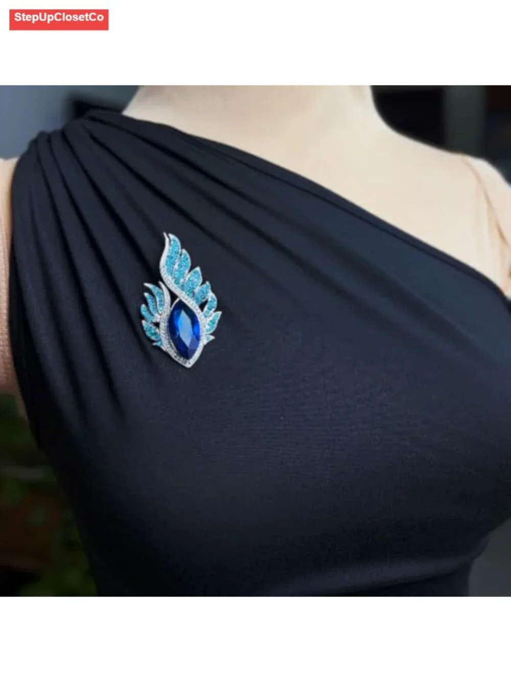 Elegant Blue Crystal Brooch Pin for Women